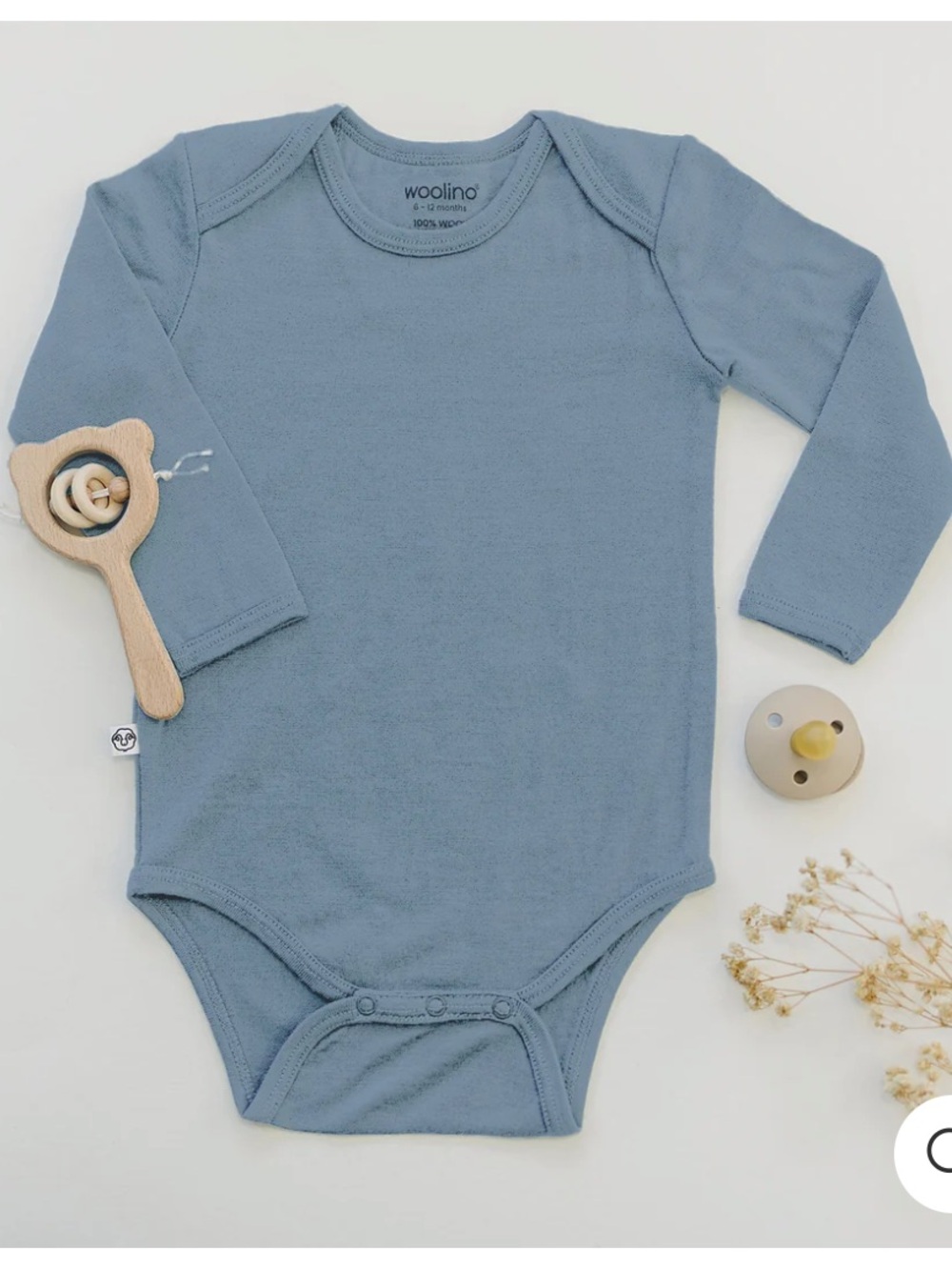 Woolino Merino Wool Onesie Light Blue 6-12 Months